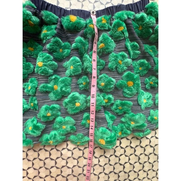 Queen of Sparkles Navy/Green?White Floral Smocked Midi Skirt – Size M (NWOT) - Picture 10 of 11